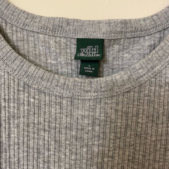 Light Grey Target Wild Fable Ribbed Crop Top - Size Large NWOT - Picture 3 of 4